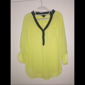 Highlighter Yellow Sheer Women's Blouse, Size M